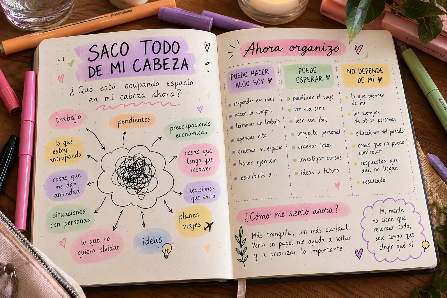 Ejemplo en cuaderno: Saco todo de mi cabeza… y ahora organizo