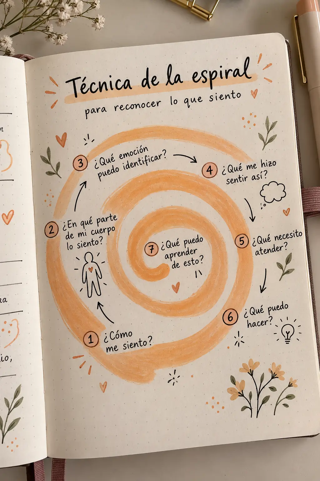 Ejemplo en cuaderno: Espiral para explorar lo que siento