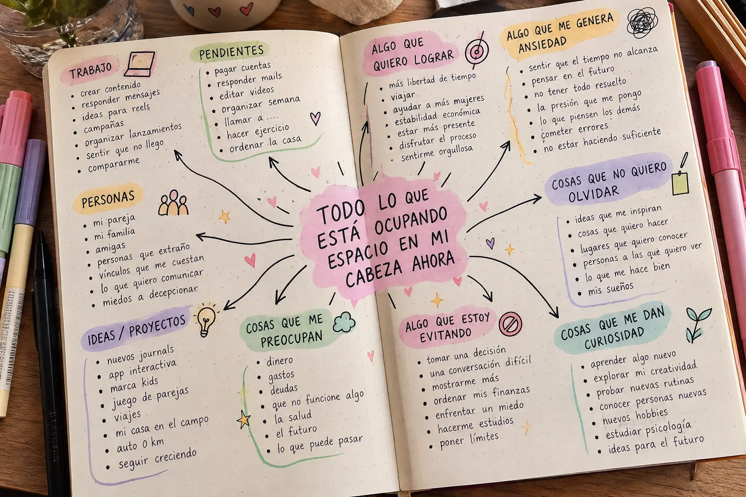 Ejemplo en cuaderno: Lo que puedo lograr y lo que me genera ansiedad